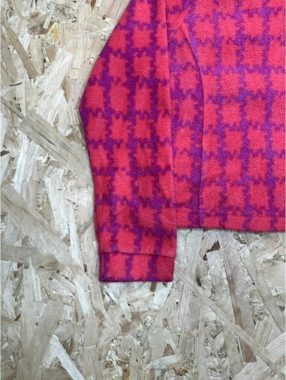 Columbia Fleece Jacket Girls XXS Pink Purple Houndstooth Full Zip Mock Neck